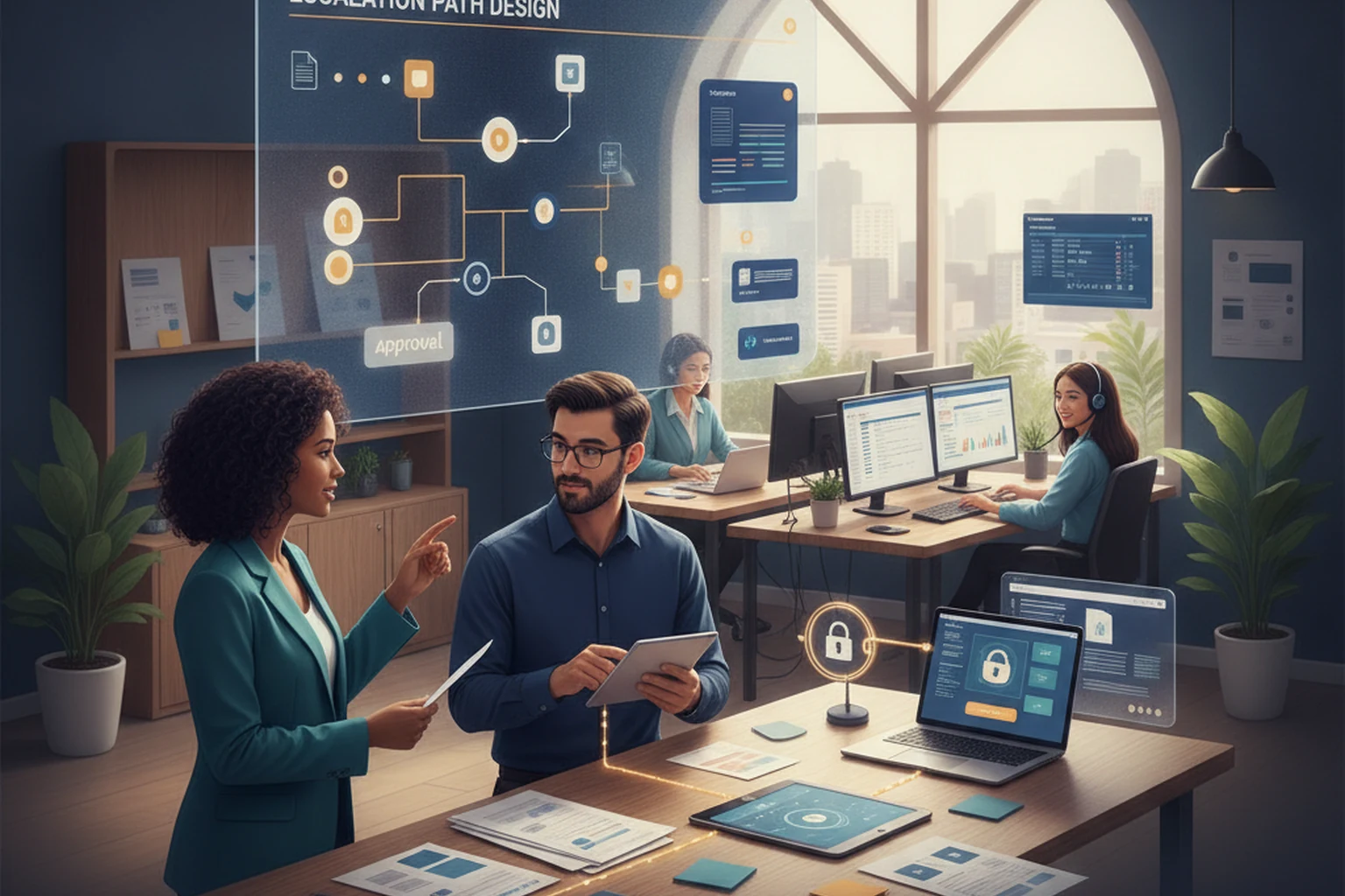 Overseas Virtual Assistant Operations: Escalation Path Design editorial illustration