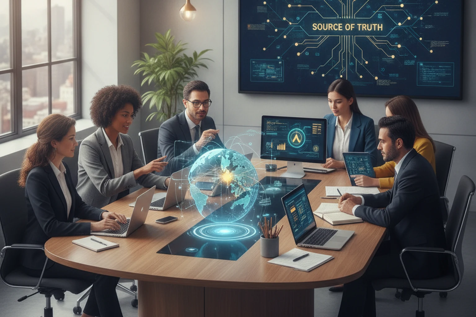 Overseas Virtual Assistant Operations: Source of Truth Map editorial illustration