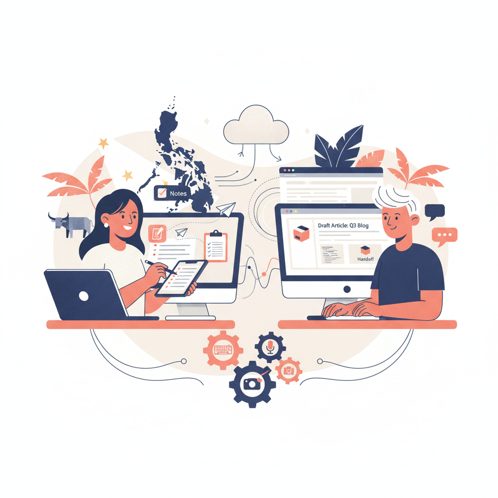 Handoff notes that help a Philippines virtual assistant finish an article editorial illustration