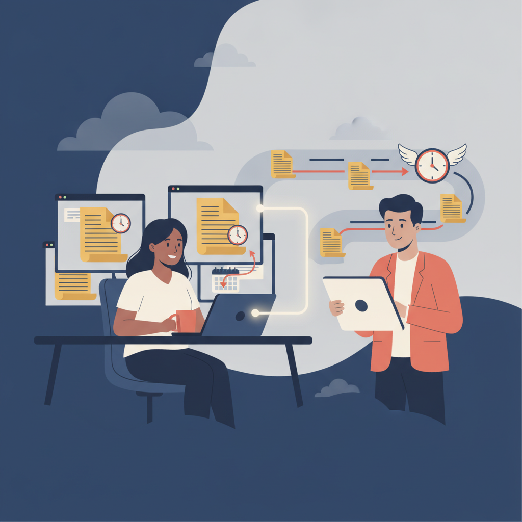 How to manage editorial backlog aging with a virtual assistant editorial illustration