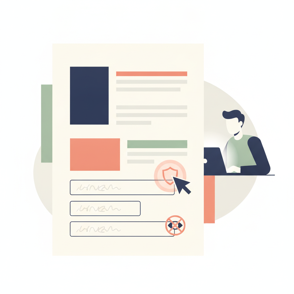 Editorial illustration of a redacted research note for remote article support